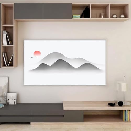 Indoor TV Cover 32-80 TV/PC Covers Display Cover TV Dust Cover Soft Polyester Fabric Landscape Painting Dust-Proof Protector Cloth(Size:55-60IN,Color:B)
