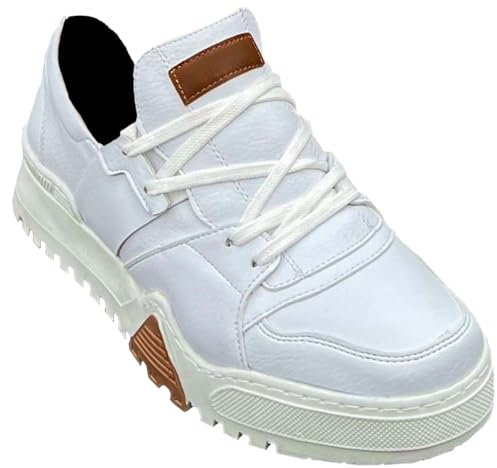 Solaress 067 Herren Sneaker Business-Casual Fashion Schuhe, EU 42, Weiß