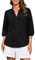 Women's Solid Elegant Blouse Button Down Casual Summer Tops V-Neck Retro Cotton Lace Blouse Breathable Hollow Wedding Shirt Black XL