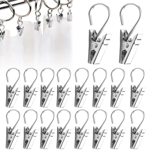 20 mollette per tende, in acciaio inox, per tende e tende da doccia
