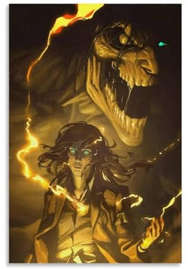 CBEJFGTX Attack on Titan Anime Eren Yeager Poster Dekorative Malerei Leinwand Wandkunst Wohnzimmer Poster Schlafzimmer Malerei 12x18inch(30x45cm)