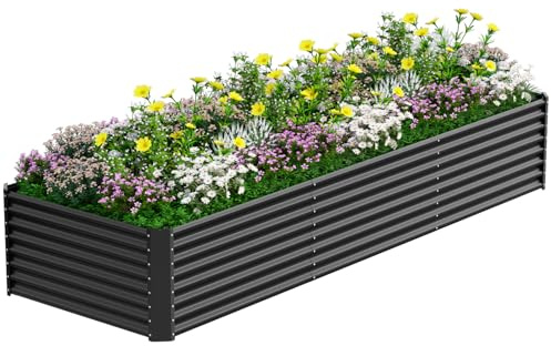 VELPAX Raised Garden Bed, Planter Raised Beds Boxes Outdoor, 366×122×61cm Large Metal Raised Garden Beds for Growing Outdoor Plants, Vegetables, Flowers and Herbs