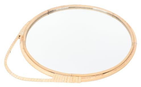 ETHZZLE Wandspiegel Rattan-flechtspiegel Badezimmerspiegel Gewebte Spiegeldekoration Hängespiegel Runder Rattanspiegel