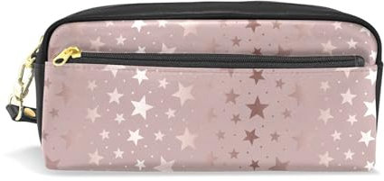 ALAZA Pencil Case, Rose Gold Stars Makeup Pouch Wallet Large Capacity Waterproof School Zipper Pen Bag Multiple Compartments for Students Women Girls