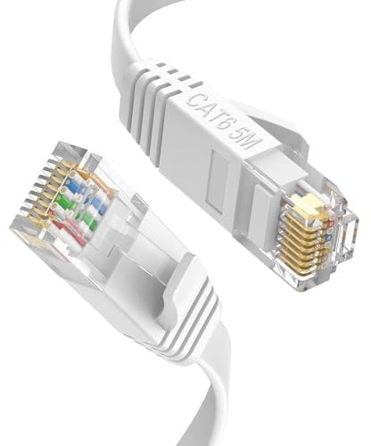 5m Ethernet Cable, Cat 6 High-Speed Lan 250MHz 1Gbps, Slim Space-Saving Design, Network Cable RJ45 Cable for Home Office, Gaming, Router, TV, PC