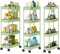 Shrivee Pack of 4 Carrito Auxiliar Baño con Ruedas 3 Niveles Ahorro de Espacio Carro Organizador con Ganchos y Tazas de Cocina Oficina (Verde)