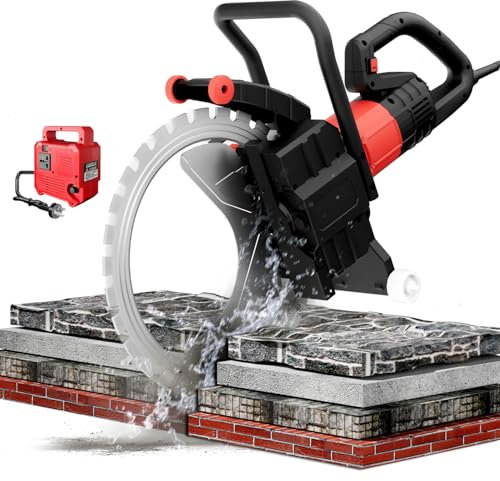 9500W Electric Concrete Circular Saw with 2*12'' Diamond Blades, 3000 RPM Brush DC Motor Max cutting capacity 40cm/15.7‘’, Water Fed Dust Suppression, Wall Chaser for Renovation/Roadwork