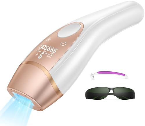 3 en 1 Épilateurs à lumière pulsée avec système de refroidissement, 9 niveaux d'énergie réglables, appareils d'épilation laser - 999 900 impulsions