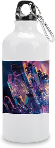 SPKVINOS Sports Water Bottle Stainless Steel Rainbow Crystal Rock Water Bottle, Hiker, Leakproof Double Wall Coke Shape Water Bottle, (600ml)