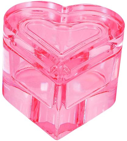 WRITWAA Heart Shape Glass Nail Dish Lid Dappen Dish for Acrylic Nails Pink Crystal Cup Suitable for Professional and Home Use