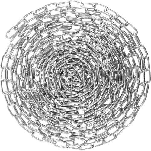 10M Stahlkette Meterware, 3mm Metallkette Zum Aufhängen, Rundstahlkette, Silber Gliederkette für Garten, Lampenkette, Wäschekette