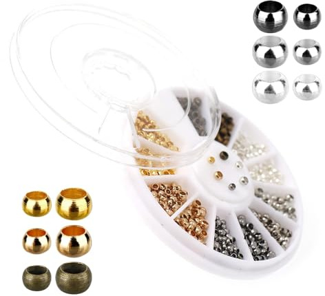 720 Stück Quetschperlen Set von Duoleimi – Gemischte Rondelle & Tube Perlen, Spacer Beads mit Aufbewahrungsbox für Schmuckherstellung, Armbänder selber machen, Halsketten DIY (2 mm, 2,5 mm)