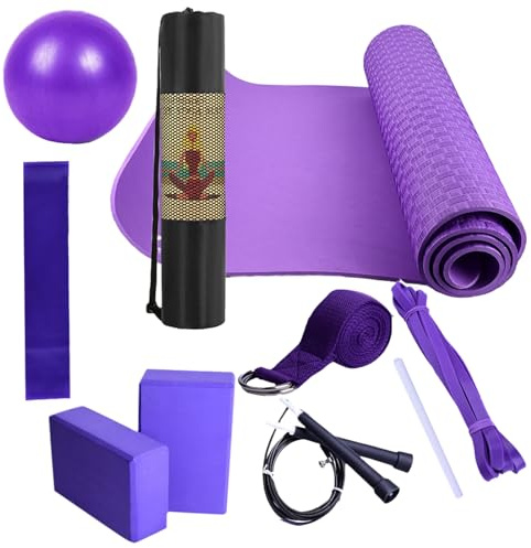 Yoga-Matten-Set: Gymnastikmatte ohne Rutschen, Pilates Ball mit Widerstandsband, strapazierfähige Fitnessmatte für Bodentraining, Anti-Te-Stretchband