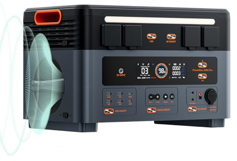 OSCAL PowerStation PowerMax 2400 Pro, generatore solare portatile, 2400 W (punta 4800 W), batteria LiFePO4 2016 Wh, completamente carica, 1,45 ore con altoparlanti stereo HD per campeggio all'aperto