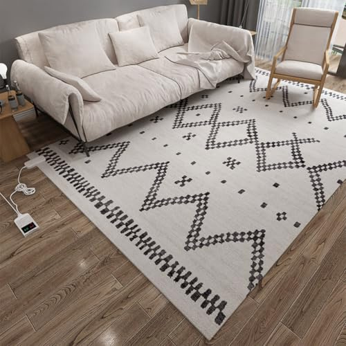 AIBOTY Beheizter Teppich, 55 * 90cm, Marokkanischer Stil, Geometrisch, Polyester, 12mm, 350W/㎡, für Wohnzimmer, Schlafzimmer, Esszimmer, Büro