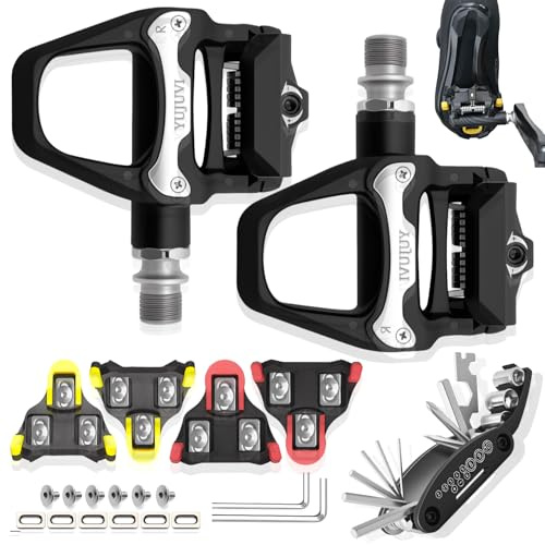 XEIYEI Klickpedale für Rennräder Fahrradpedale Rutschfest verstellbare Spannung Compatibel mit Shimano ﻿SPD-SL Road Pedal Ohne klick Standard Kugellagern 9/16 Zoll für Shimano ﻿SPD-SL Gravel Rennräder