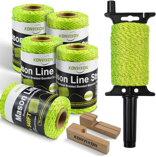 Konvixon 8PCS Mason String Line Set for Bricklaying, Alignment & Masonry