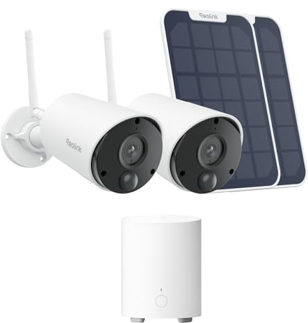 Reolink Solar WLAN Sicherheits-Bundle: Argus Eco 3K 5MP Akku Außenkamera mit Solarpanel + Home Hub Mini, Lokaler Speicher, KI-Erkennung, Ohne Monatsgebühr