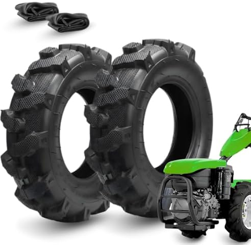 2 pneus 4.00-10 TM + chambres à air Pneus 8PR ultra-renforcés Roues en caoutchouc pour usage agricole Tondeuse à gazon Motoculteur