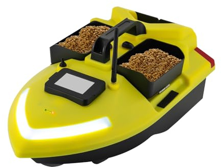Köderboot mit GPS, ferngesteuertes Boot, 500 m, Doppelmotor, automatische Kreuzfahrt, mit Batterien, Transporttasche, kabelloses Angeln für Schwimmbäder, Seen (3 Köderboxen mit Lichter)