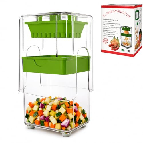 ARCA, Tagliaverdure Manuale con Contenitore – Taglio a Cubetti Rapido – Trita Verdure e Patate – Lama in Acciaio Inox – Lavabile in Lavastoviglie