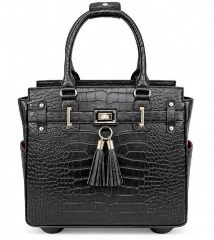 JKM & Company Laptoptasche mit Rollen für Damen, Designer-Aktentasche mit Rollen, passend für 13-17-Zoll-Laptops, Büro-Reise-Computertasche (zeitlos)