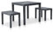 Multistore 2002 3tlg. Gartengarnitur Gartentisch Bali 78x78cm + 2X Hocker Timor Kunststoff Holzoptik Anthrazit