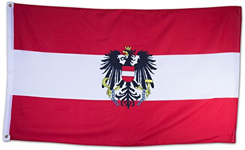 SCAMODA Bundes- und Länderflagge aus wetterfestem Material mit Metallösen, Outdoor Fahne & Flagge (Österreich Wappen) 150x90cm