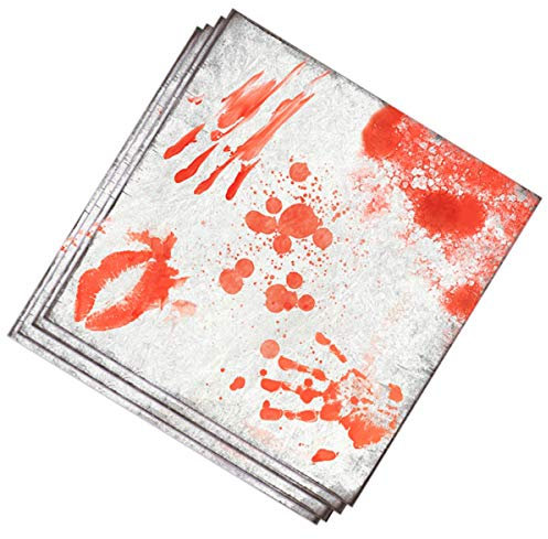 FIESTAS GUIRCA | 20 Blut Servietten Einweg (16x16 cm) - Tischdekoration für gruselige Halloween Partys - Ideal für Horror-Events - Weiß und Rot