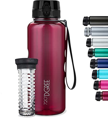 720°DGREE Gourde d'Eau 1,5l “uberBottle“ +Fruit-Infuseur, crystalClear - Sans BPA, Anti-fuite - Bouteille XL - Water bottle, Bidon idéale pour Sport, Gym, Randonnée, Camping, Université, Voyage