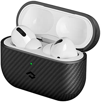 PITAKA Hülle für AirPods Pro Magnetische Schutzhülle Kompatibel mit MagSafe mit Rundumschutz aus 600D Aramidfaser Leicht und Stoßfest [MagEZ Case] Schwarz