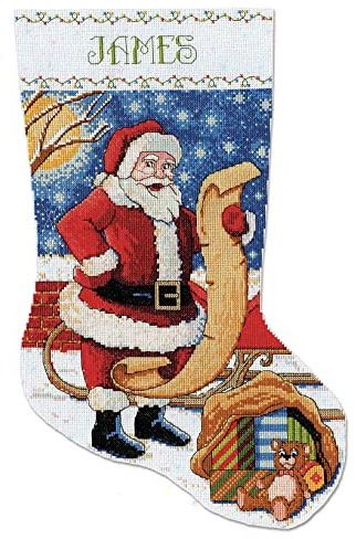 Design Works Crafts Kreuzstich Stickpackung Weihnachtsstrumpf Die Liste des Weihnachtsmanns, Zählmuster