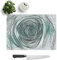 Glass Chopping Board - Mint Green Rose in Abstract - Textured Worktop Saver Cutting Board - Heat Resistant, Shatterproof and Hygenic - 28.5 x 20 cm