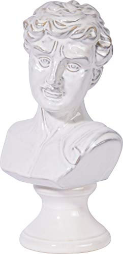 dobar 10435e Gartenfigur Ajax Gr. M - Skulptur für draußen - Keramik Büste Mann für Garten - Statue Outdoor - Deko-Körpervase für Haus/Garten/Terrasse - 17 x 14 x 32,5 cm - Weiß