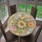 Chickw1 Runde Tischdecke Wasserdicht Abwaschbar mit Elastische Kante, 3D Elegant Blumig Bedruckte Tischschoner, Tischtuch aus Polyester für Küche, Restaurant, Garten (Luxus Golden,90cm)