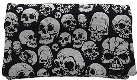 Plan B, Geldbörse Kompakt Hardcore, 15 x 9 cm, mit 5 Kartenfächern, Schwarz mit Weißen Totenköpfen, Unisex, Stoff
