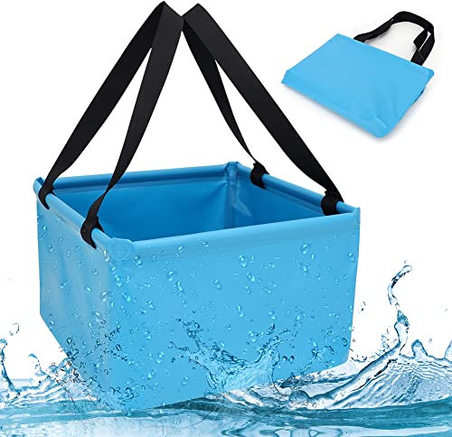 Ghoytal Bol Pliable d'extérieur 20 l pour Le Camping, Le Camping, Le Refroidissement, Le Camping et Le bac à Vaisselle Peu encombrant, Seau Pliable pour l'extérieur, pour Vaisselle, pêche, Camping