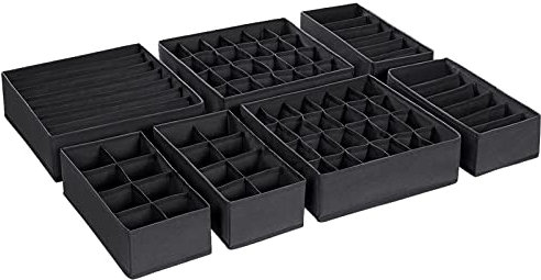 TLOXO 7 Stück Aufbewahrungsboxen,Schublade Organizer Ordnungssystem für Kleiderschrank, für BHS, Unterwäsche, Socken, Krawatten, Faltboxen, Stoffboxen