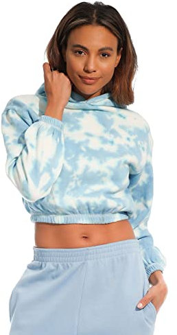 Light & Shade Damen Cropped Kapuzen-Sweatshirt, Pastellblau, S