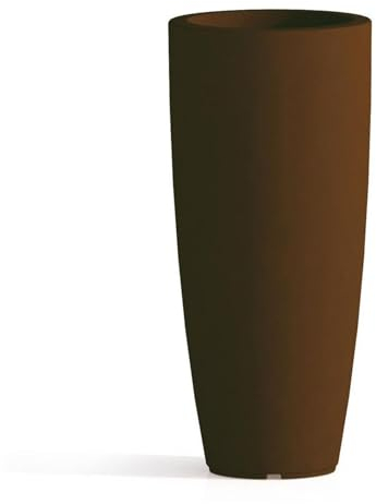 Decorspace Pot de fleurs rond et haut de couleur unie pour extérieur et intérieur « Made in Italy » (Ø 33 x H 70 cm, marron)