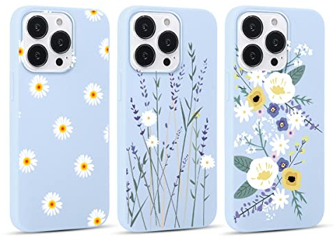 Yoedge 3 Stück Hülle für Apple iPhone 11 6,1 mit Muster aesthetic, Weich TPU Ultra Dünnes Soft Slim Flüssig Silikon Handyhülle Con Motiv, Stoßfeste Anti-Scratch Case Cover für iPhone11, Gänseblümchen