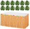 Hawaii Party Tischröcke 276x75cm Gras Tischrock und 12 Pcs Künstliche Palmenblätter Tisch Ornamente Hawaii Tischdekoration für Strandparty Tropische Sommer Party Luao Party Poolparty Aloha Party usw.