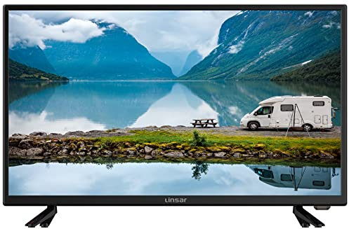Linsar 24 Pouces FHD LED Télévision w/12V Chargeur de véhicule, 24 inch, Triple Tuner (DVB-T/T2/S/S2/C), HDMI, USB, VGA, CI+.Connexion Moniteur PC, Noir