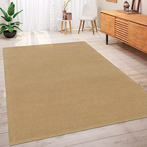 Paco Home Jute Teppich Wohnzimmer Schlafzimmer Boho Style Modern Flachgewebe Naturfaser Handgemacht Ethno Muster Beige Braun, Grösse:120x170 cm, Farbe:Natur