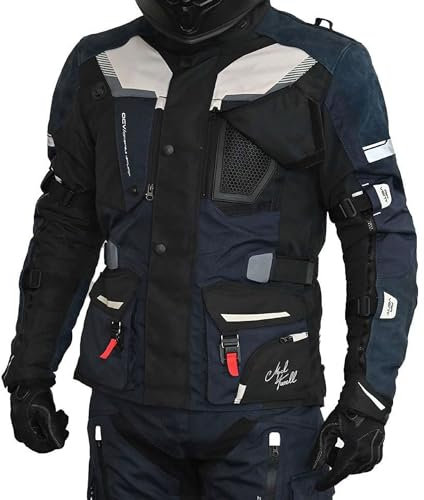 Mycl Turell TransAlpin HighPro 2in1 Motorradjacke Herren mit Protektoren - All Season Motorrad Jacke - Fidlock Magnetverschluss - CE AA Sympatex wasserdicht - Sicher & Komfortabel (XL, Dunkelblau)