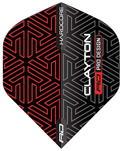 RED DRAGON Jonny Clayton Hardcore Premium Rot und Schwarz Dartflug - 3 Set pro Packung (insgesamt 9 Dart-Flights)