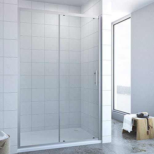 AQUABATOS® 150cm Schiebetür Dusche Duschtür in Nische Nischentür Glastür Duschabtrennung Duschwand Sicherheitsglas Echtglas höhe 185cm ohne Duschtasse