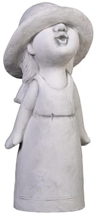 gartendekoparadies.de Mädchen Figur, Steinfigur H. 49 cm, 17 kg, Grau, frostsicher aus Steinguss für Außenbereich