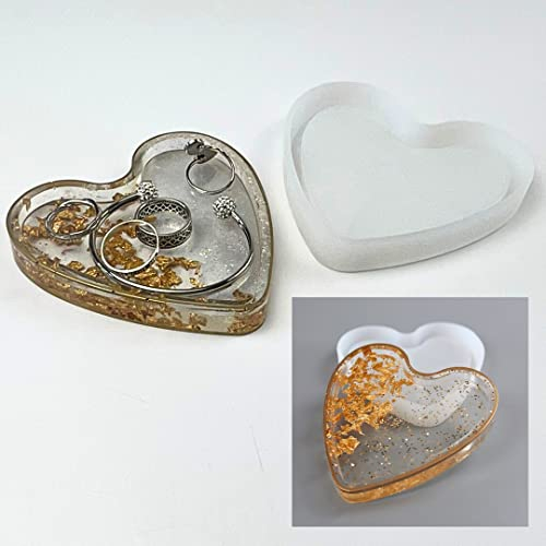 O.A. Heart Shaped Trinket Mould for Decoration Jewellery Keys Storage Dish Plate Tray Bowl UV Wax Casting Epoxy Resin Silicone Mold Rubber