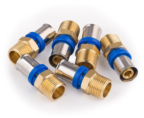 Racor macho Ø16-1/2 para multicapa a prensar | Pack de 6 unidades | Conexión resistente y duradera | Ideal para fontanería y calefacción | Fácil instalación | QUICK PLOMBERIE